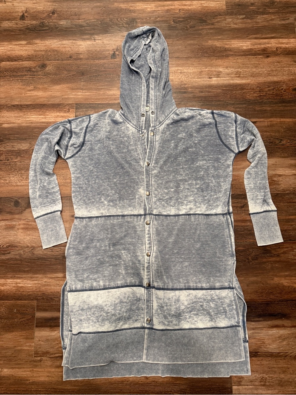 We The Free Gray, Blue Lightweight Davis Cardi Tunic Hoodie, Cardigan
